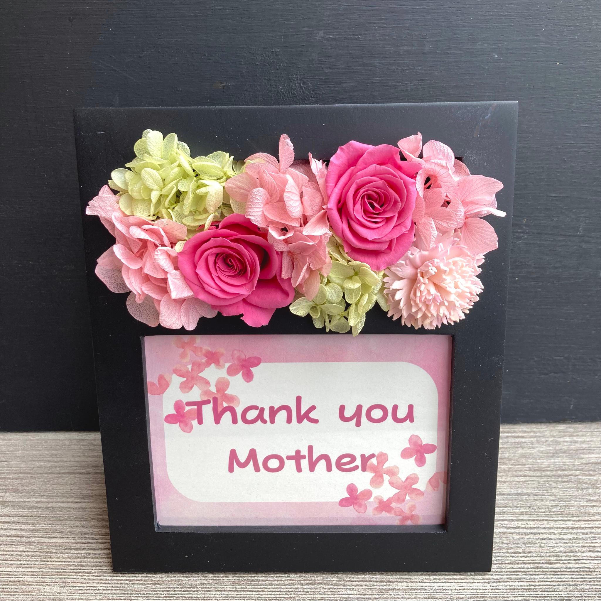 新作【母の日】もりもりお花のフォトフレーム　受注制作／写真たて／オレンジ・ピンク | 3枚目