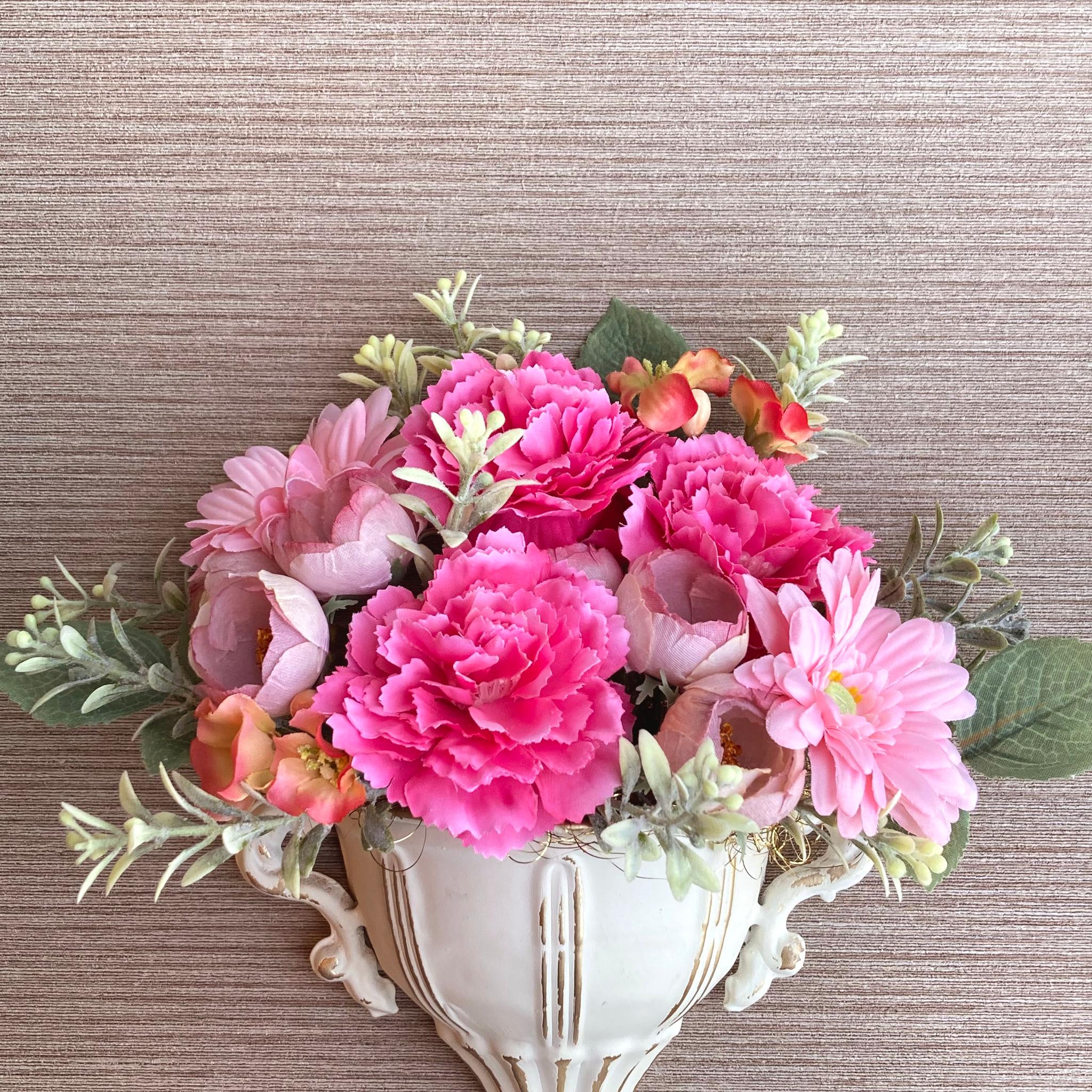 数量限定【母の日】カーネーションの壁面アレンジメント　アーティフィシャルフラワー／ハンギングアレンジ | 3枚目