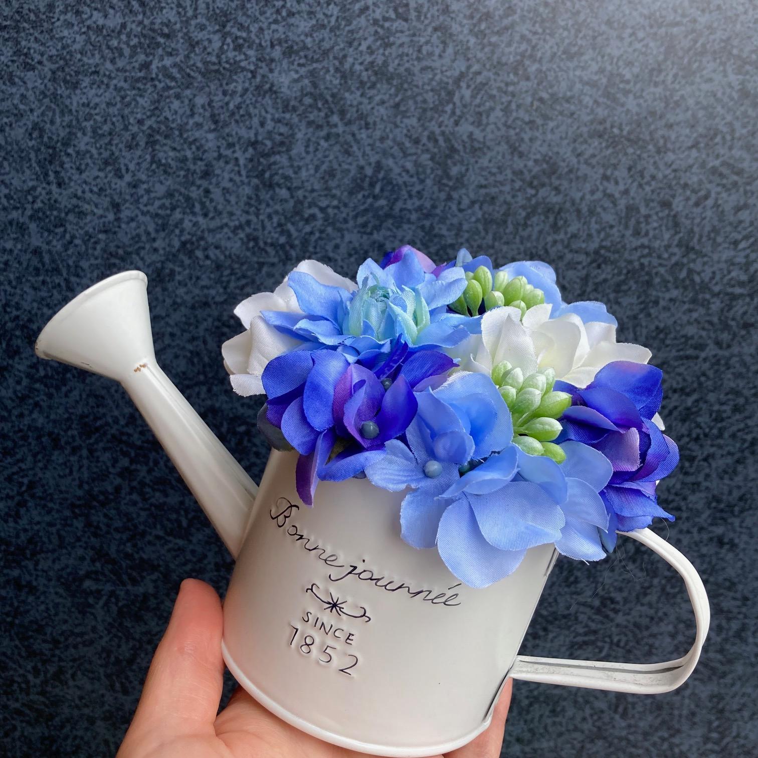 数量限定【父の日・サマーリース】お花たっぷりのアジサイアレンジ　水色・ブルー | 5枚目