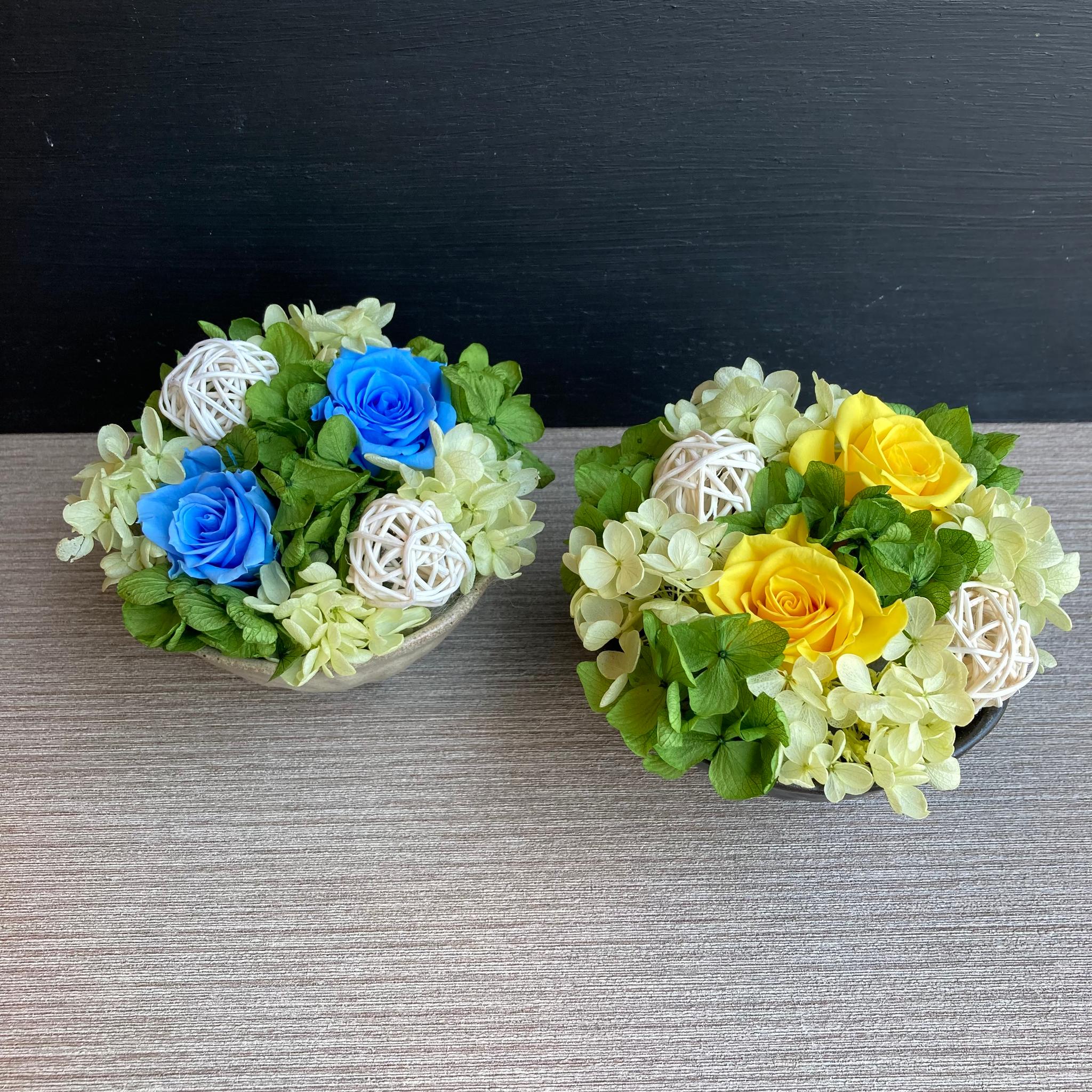 数量限定【サマーギフト・敬老の日】バラとラタンボールの和風プリザーブドフラワー　／和プリ1枚目の画像