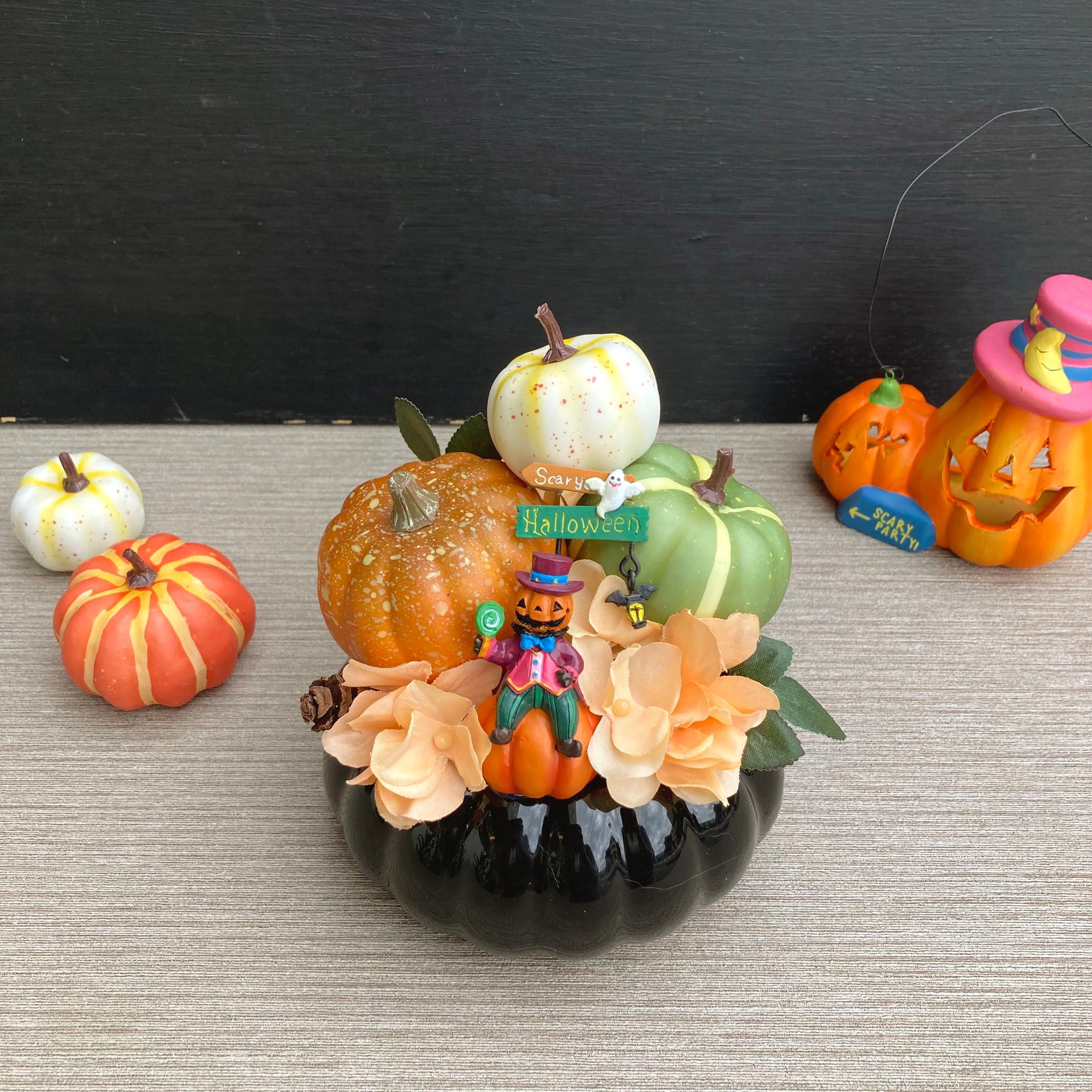一点物【ハロウィン】陽気なジャックのハロウィンアレンジ　2501／ハロウィン飾り1枚目の画像