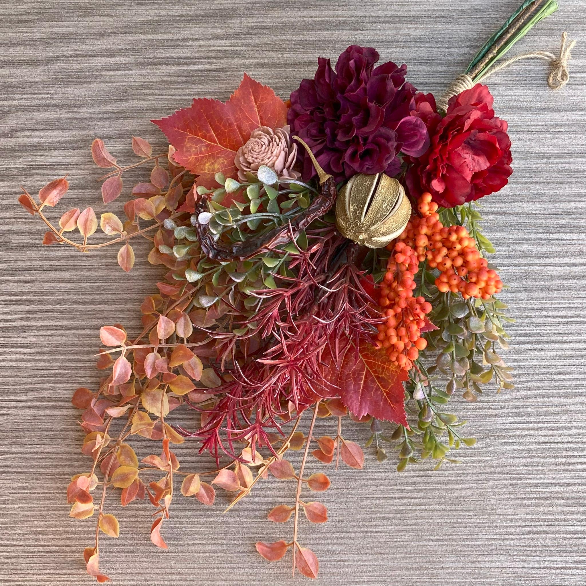 Mサイズ【ハロウィン・Autumn】アーティフィシャルフラワーのオータムスワッグ／ハロウィンスワッグ・飾り　25041枚目の画像