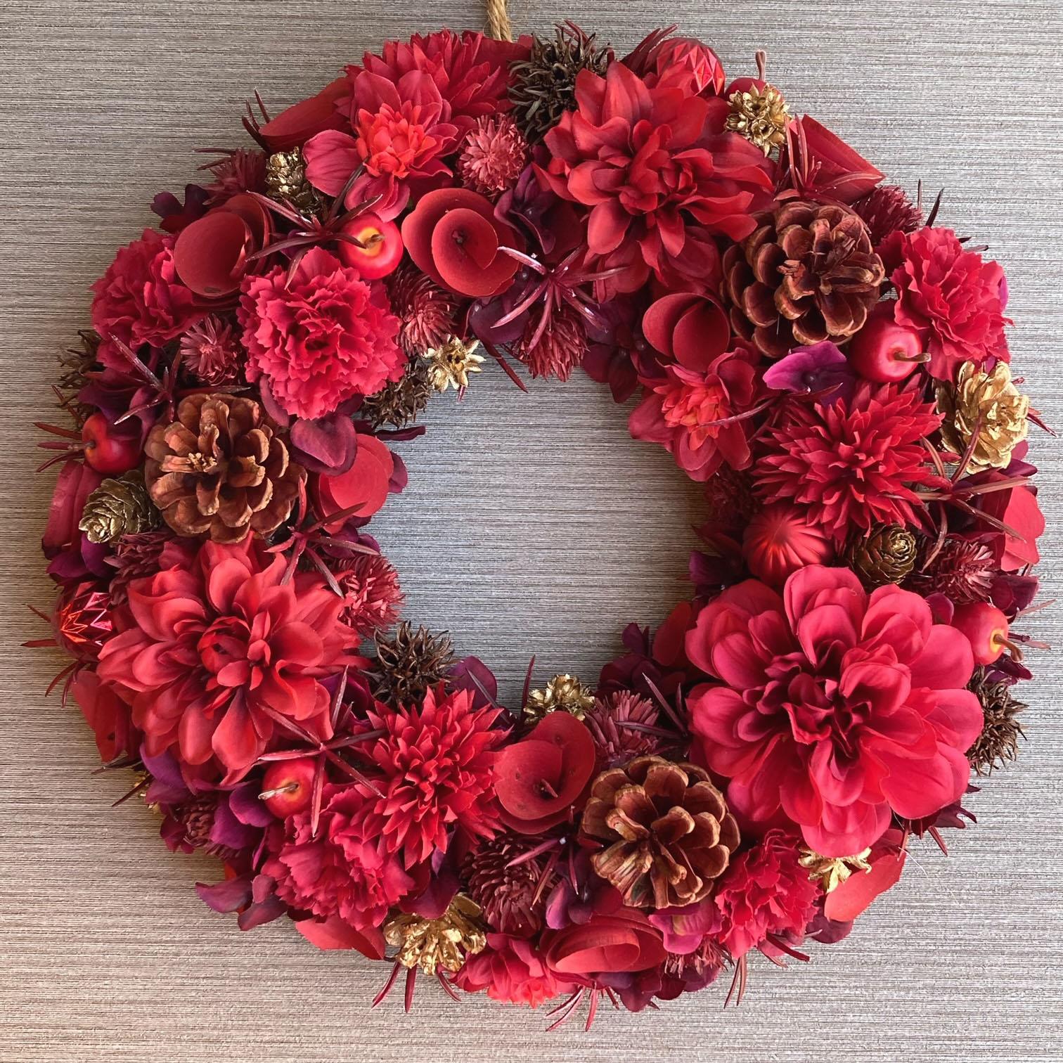 一点物【大人のクリスマス】バーガンディとゴールドのウィンターリース ３６cm | 2枚目