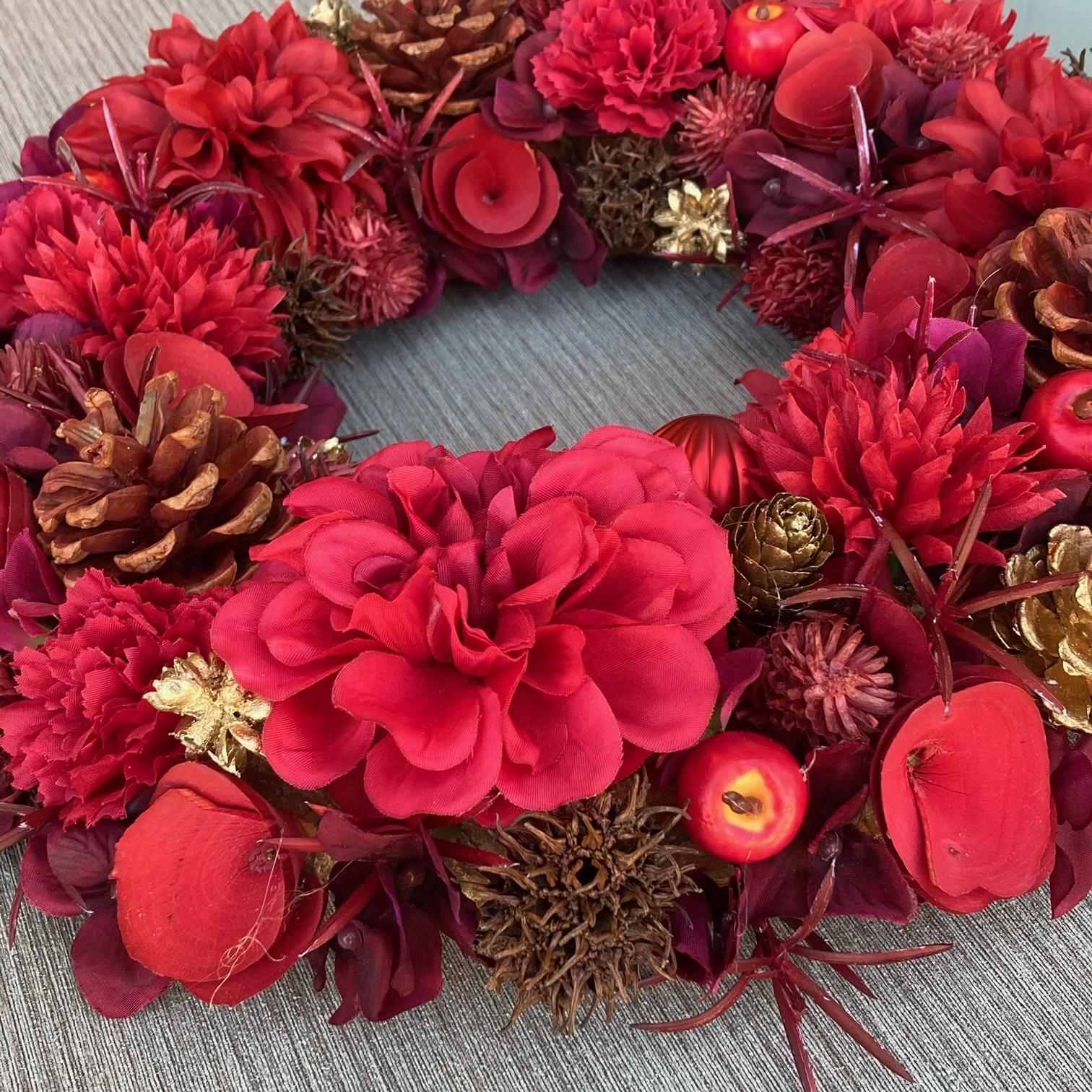 一点物【大人のクリスマス】バーガンディとゴールドのウィンターリース ３６cm | 5枚目