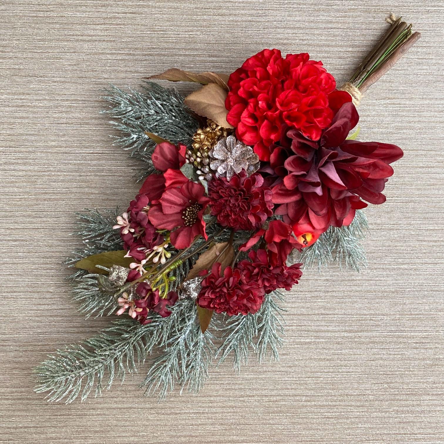 限定２点【クリスマス】バーガンディとゴールドのウィンタースワッグ　バーガンディレッド　数量限定 | 2枚目