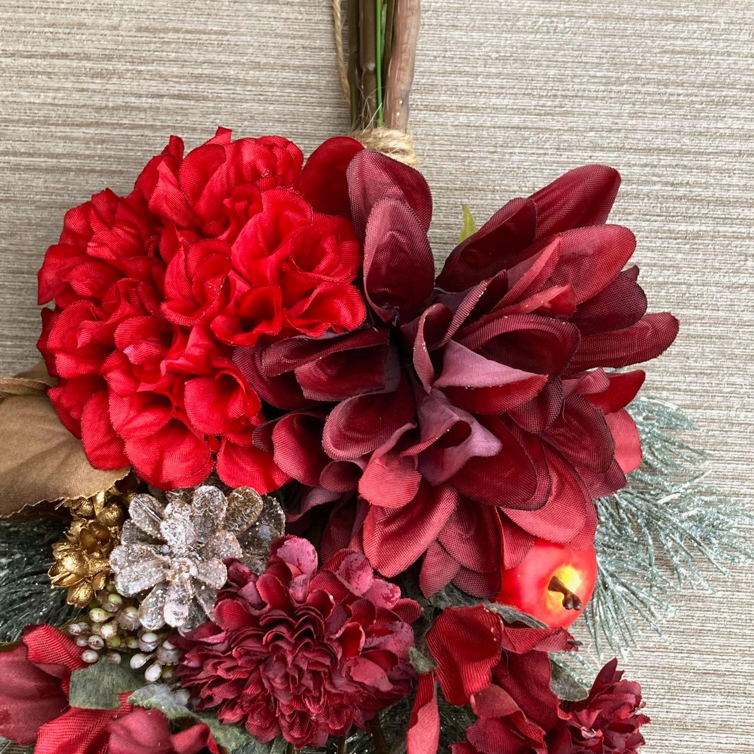 限定２点【クリスマス】バーガンディとゴールドのウィンタースワッグ　バーガンディレッド　数量限定 | 4枚目