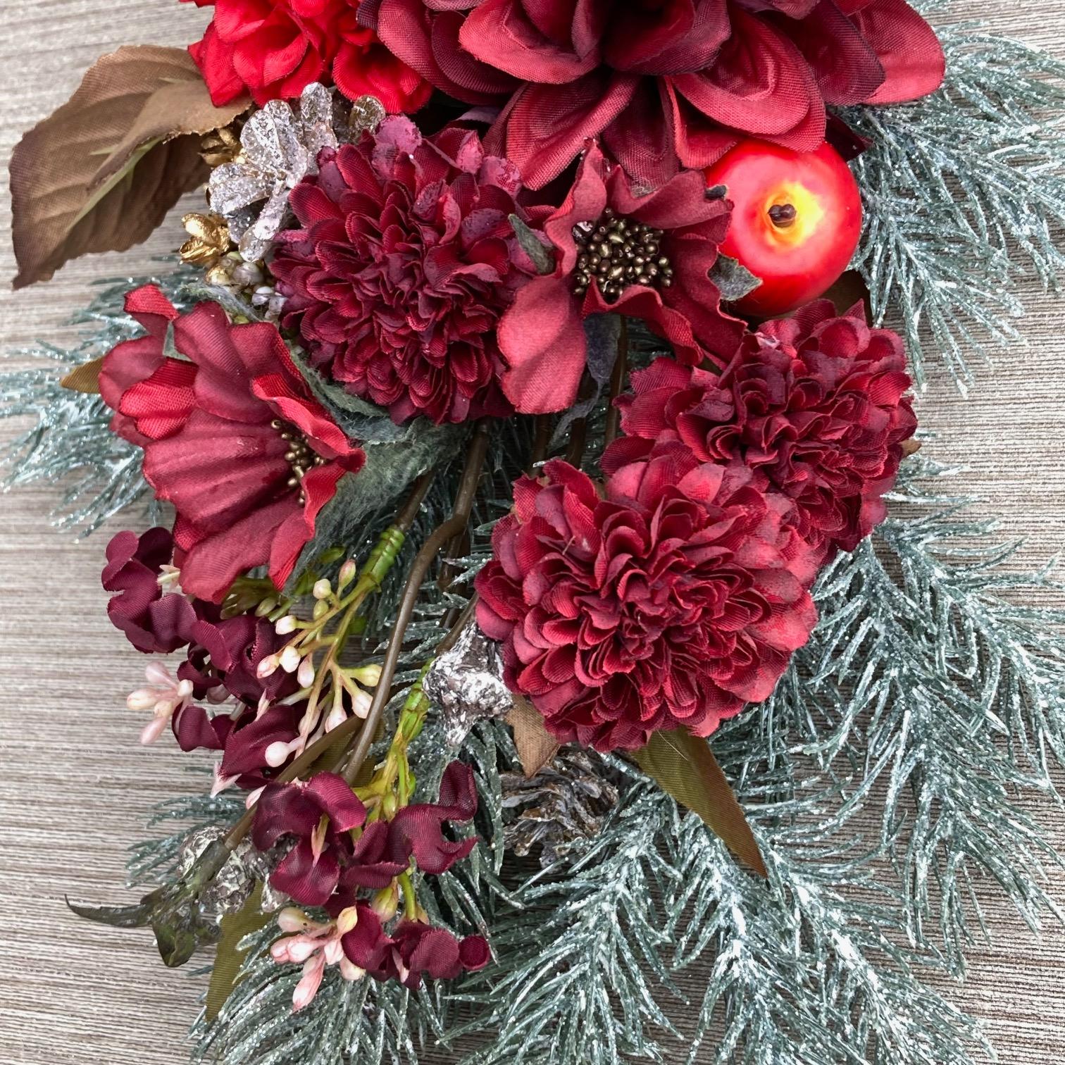 限定２点【クリスマス】バーガンディとゴールドのウィンタースワッグ　バーガンディレッド　数量限定 | 6枚目