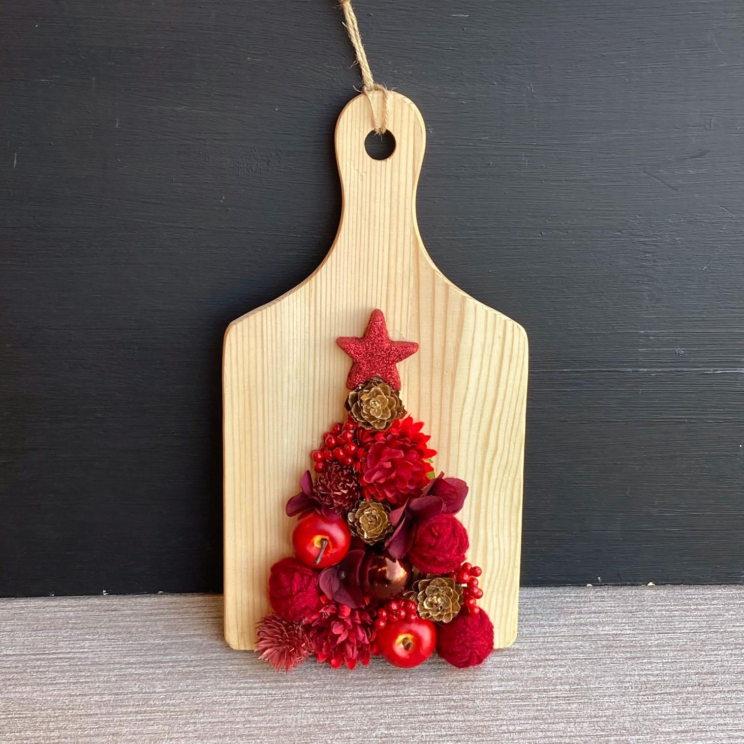 数量限定【大人のクリスマス】バーガンディとゴールドのクリスマスツリー 　クリスマス飾り／赤／カッティングボード | 2枚目