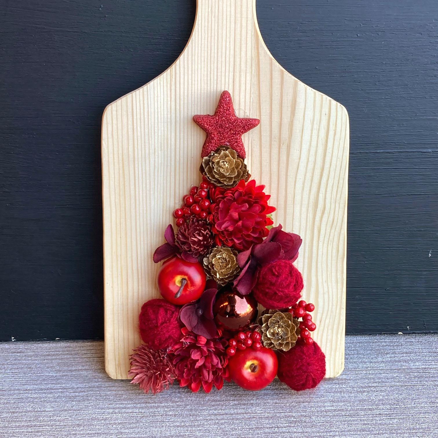 数量限定【大人のクリスマス】バーガンディとゴールドのクリスマスツリー 　クリスマス飾り／赤／カッティングボード | 3枚目