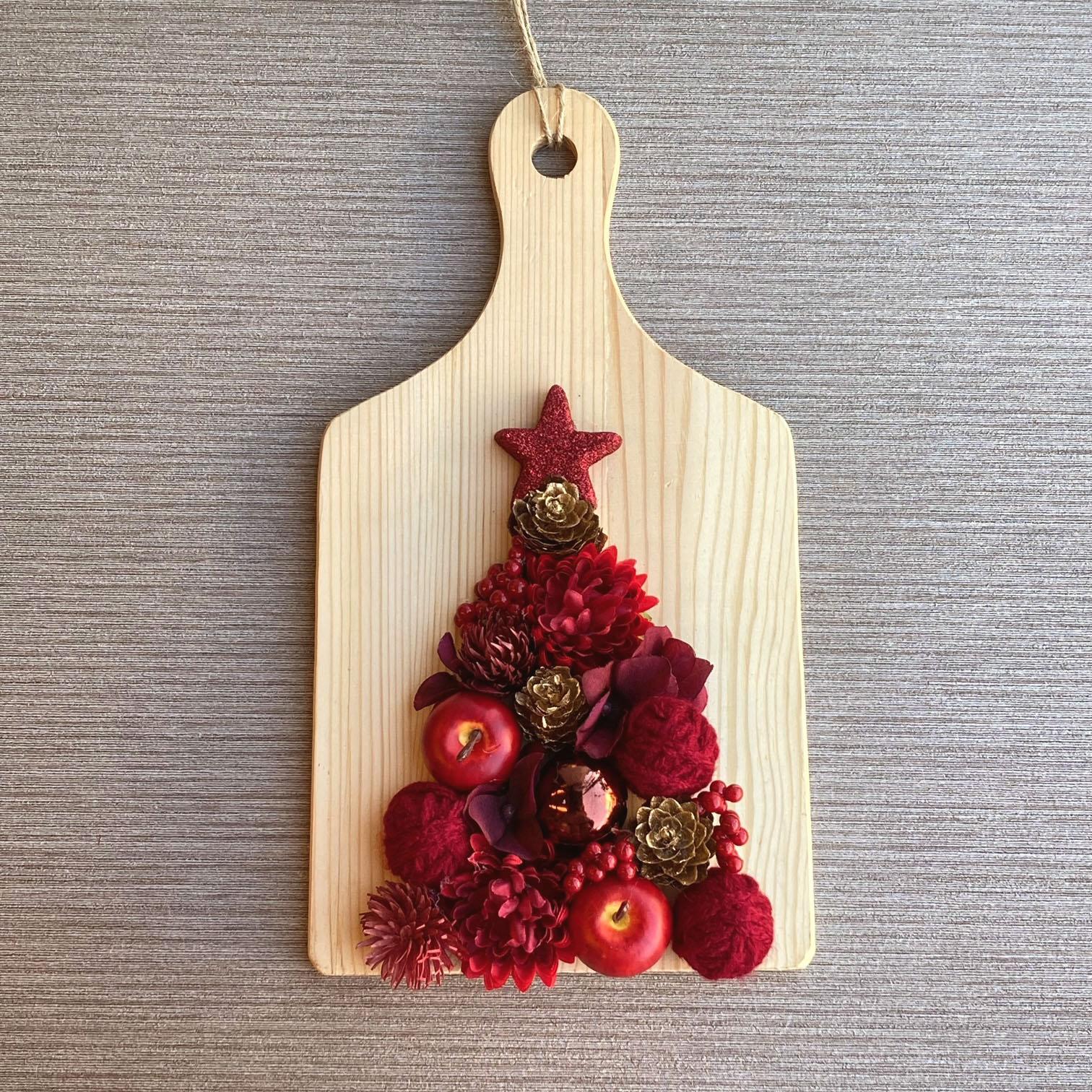 数量限定【大人のクリスマス】バーガンディとゴールドのクリスマスツリー 　クリスマス飾り／赤／カッティングボード | 5枚目