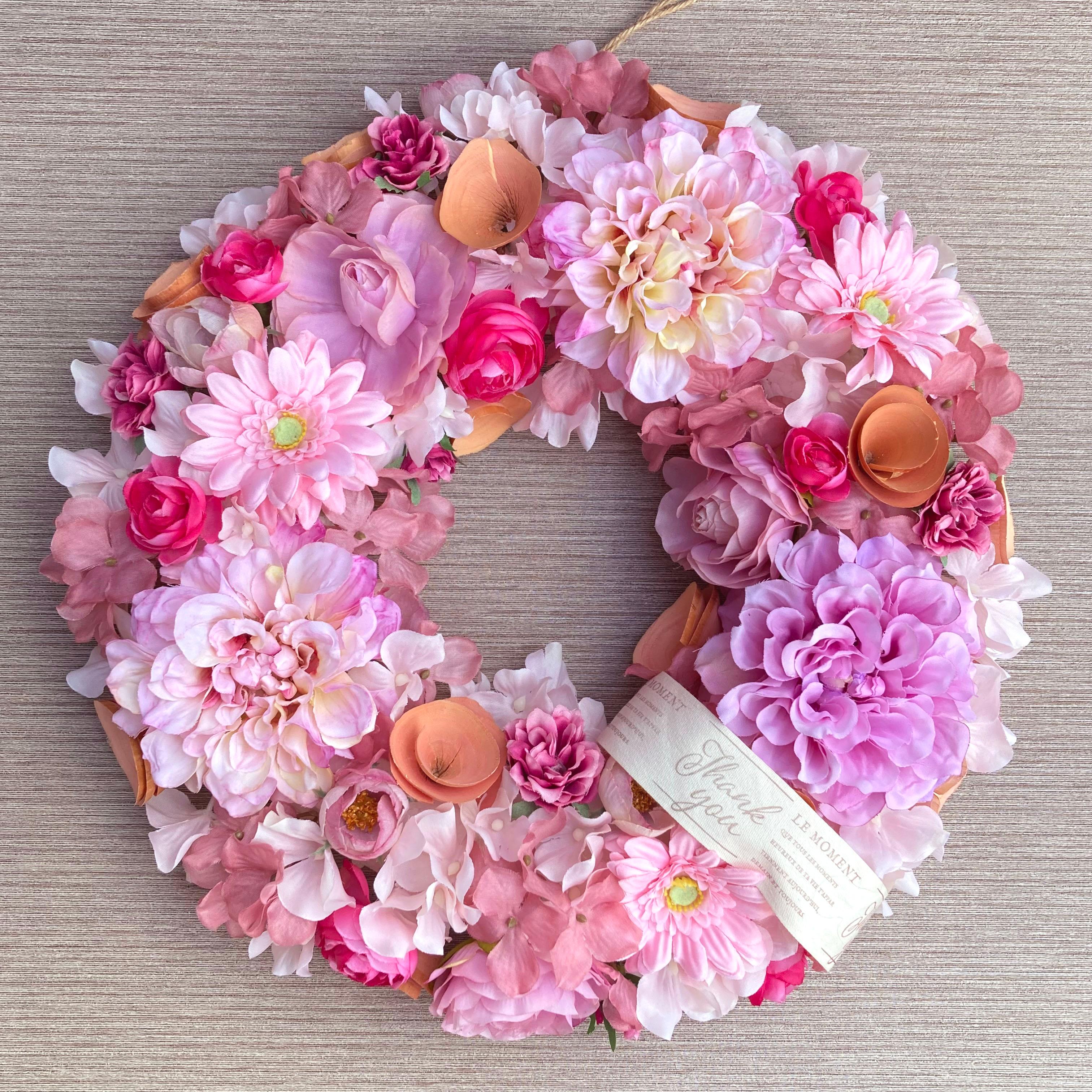 一点物【ひな祭り・母の日・スプリング】桃色のスプリングリース 桜/ラナンキュラス1枚目の画像