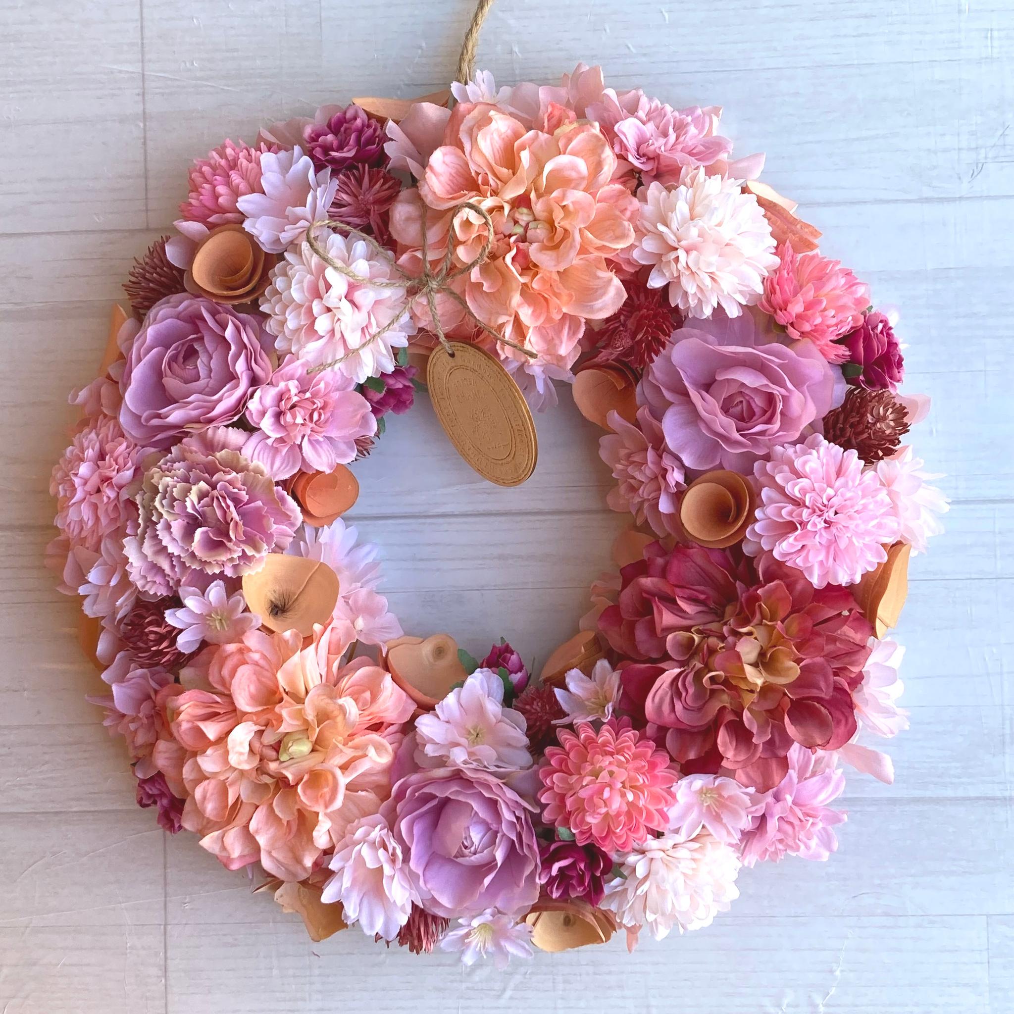 一点物【ひな祭り・母の日・スプリング】桃色のスプリングリース 桜/ラナンキュラス1枚目の画像