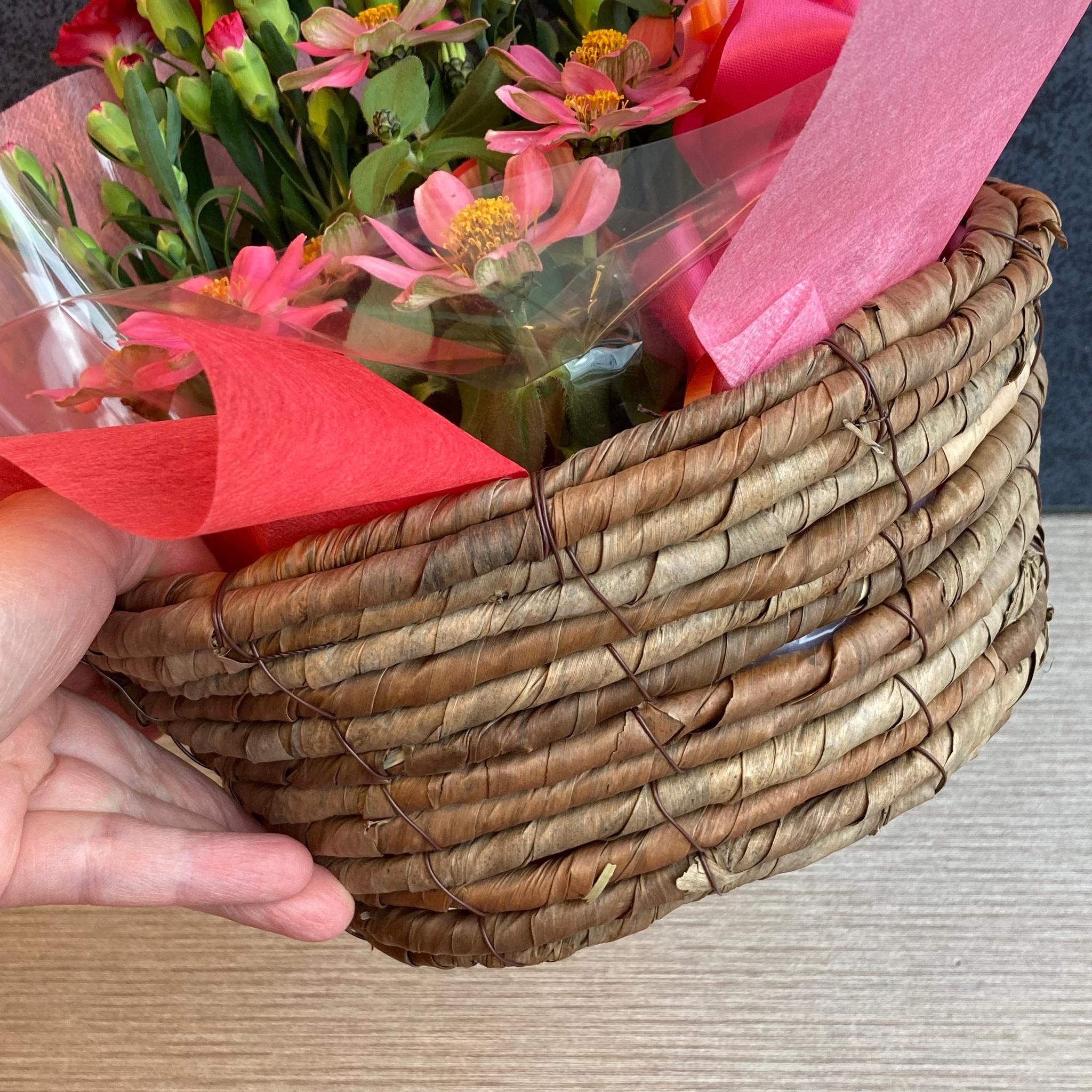 【母の日鉢物】2つのカーネーションとジニア(白orピンク)のセット 花苗・器・リボン・ラッピングセット | 6枚目