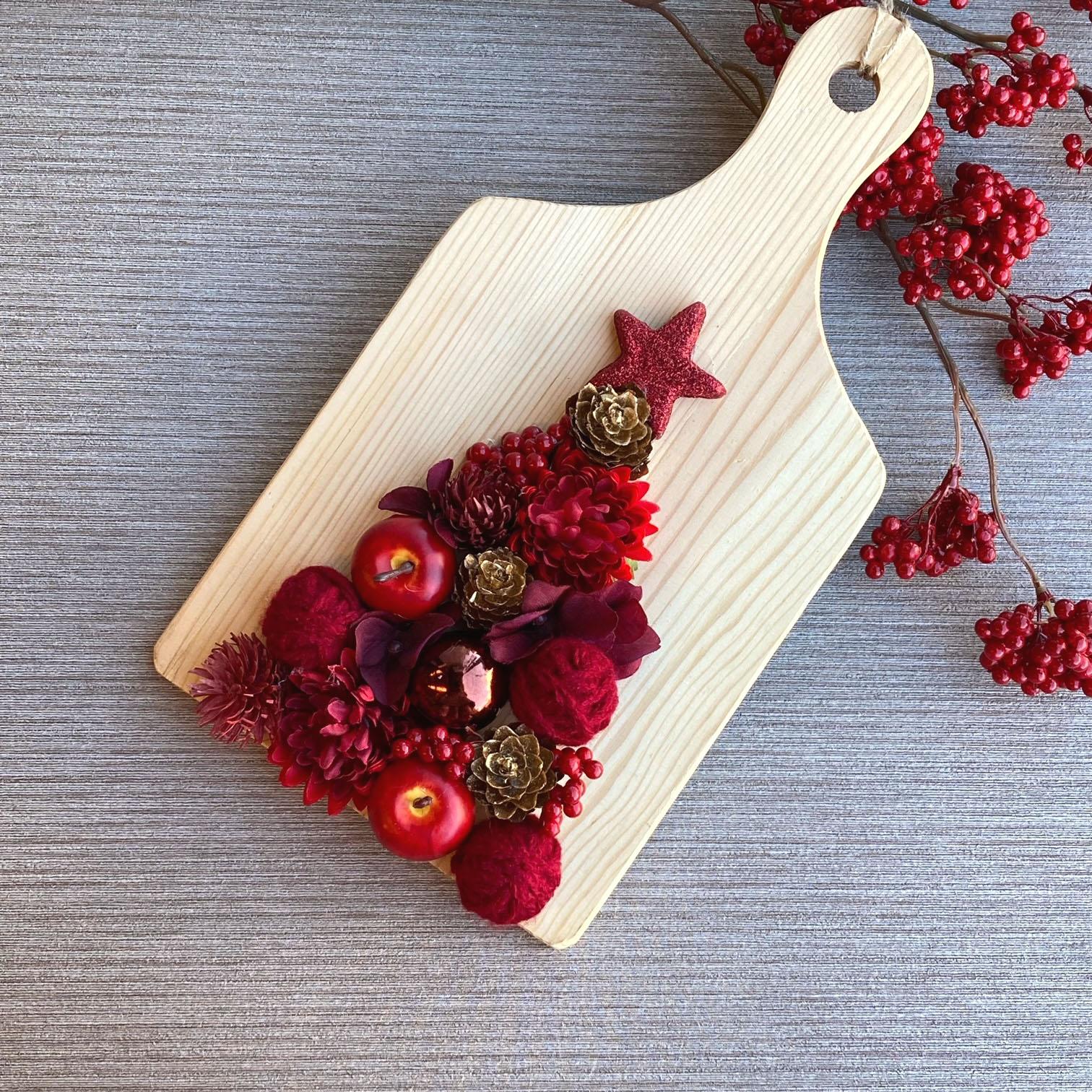 数量限定【大人のクリスマス】バーガンディとゴールドのクリスマスツリー クリスマス飾り/赤/カッティングボード1枚目の画像